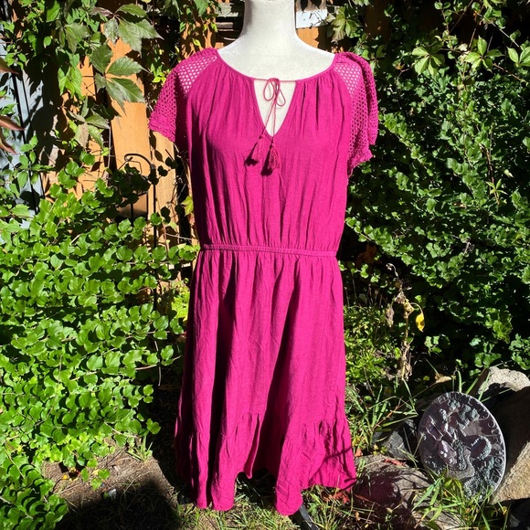 Old Navy Burgundy Maroon Ren Faire Style Dress XL - Picture 2 of 4